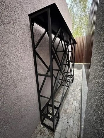 Дровник уличный из металла для дачи, дома с односкатной крышей лофт «SafaMaster 78-1» (из профильной трубы)