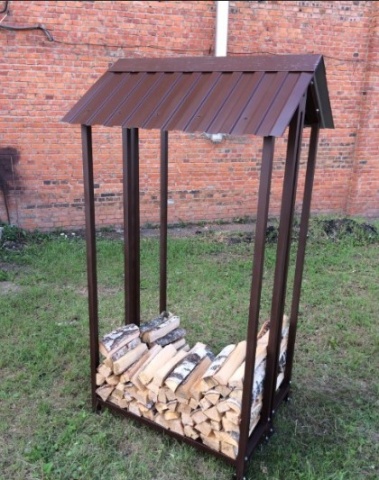 Дровник для дачи, бани уличный из металла с двускатной крышей Safamaster 76 (профильная труба)