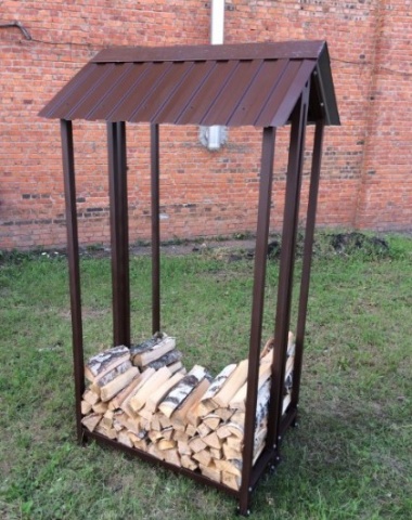 Дровник для дачи, бани уличный из металла с двускатной крышей Safamaster 76 (профильная труба)