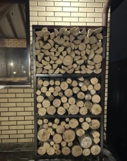 Дровник уличный для дачи, бани из металла лофт/стеллаж для дров из профильной трубы Safamaster 56