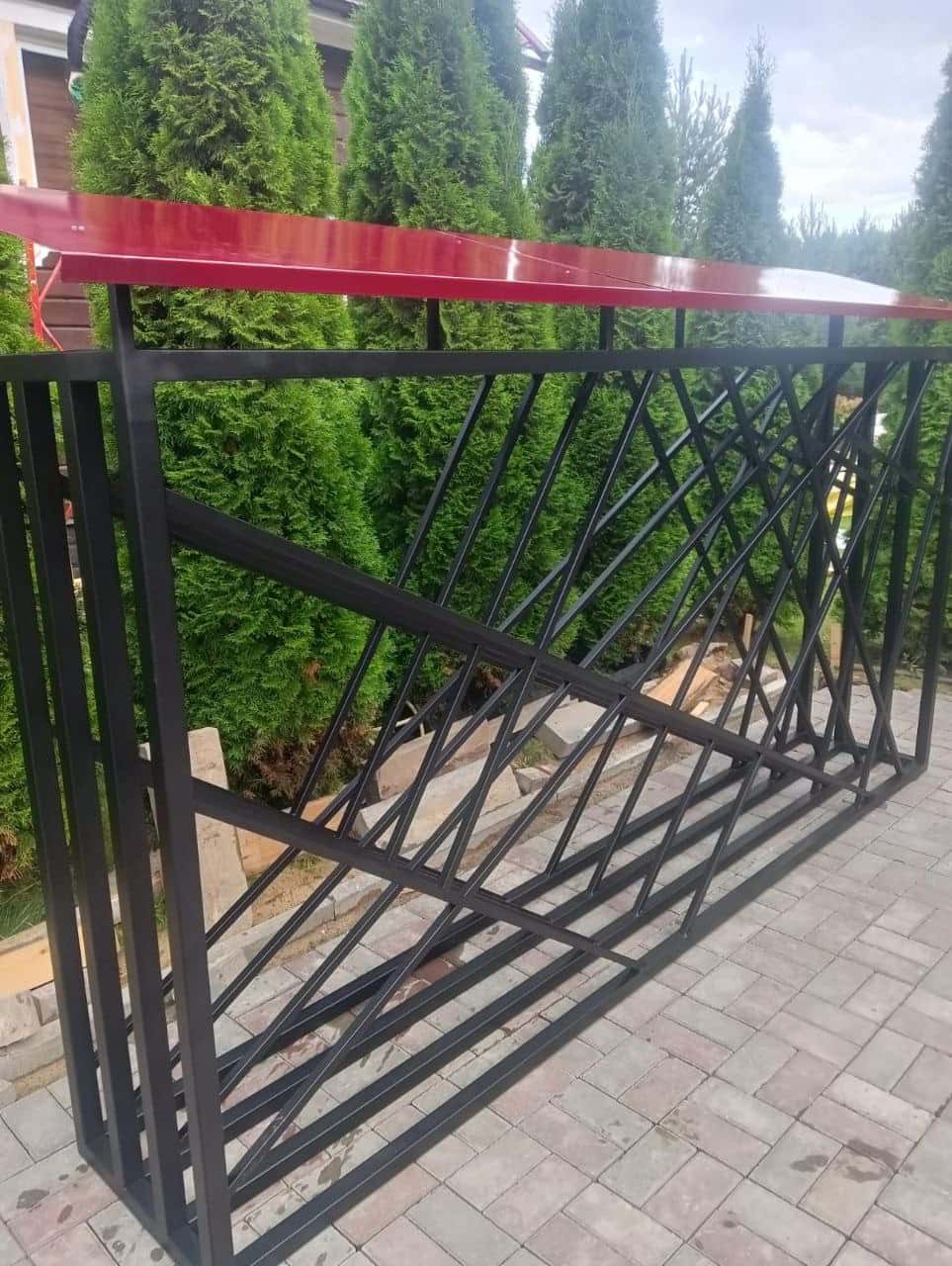 Дровник уличный из металла с металлической крышей(из профильной трубы) для дачи, дома, Safamaster 47-2