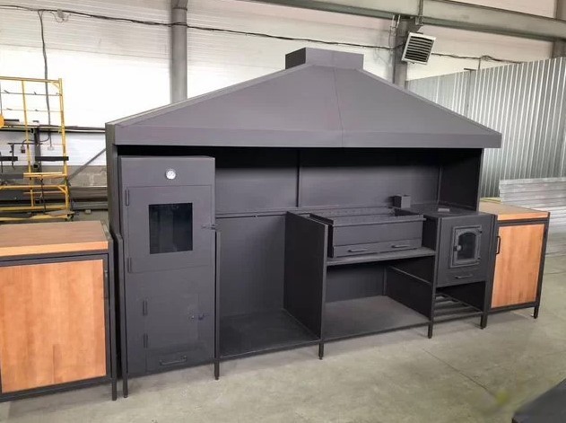 Модульная мангальная зона лофт из металла с коптильней(мангальный комплекс 41)