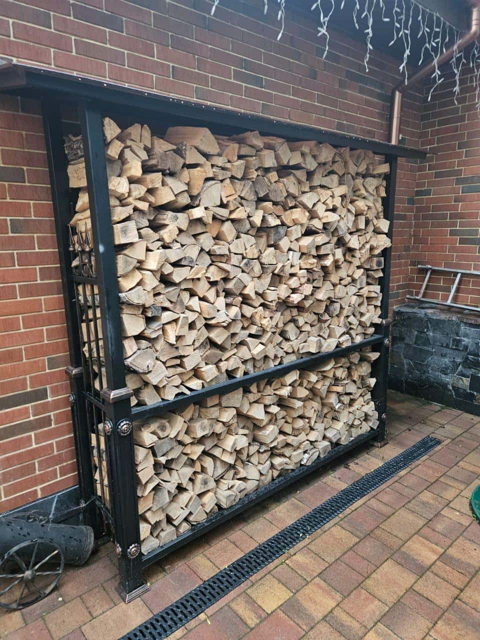 Большая уличная дровница из металла с крышей премиум Safamaster 77027