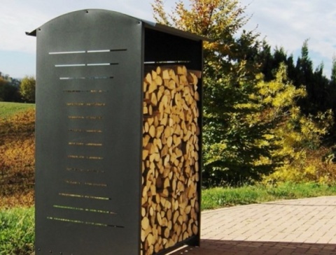 дровник уличный из металла с металлической крышей