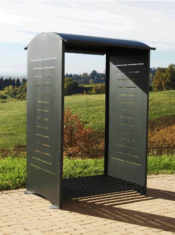 дровник уличный из металла с металлической крышей