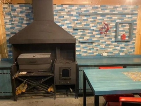 мангальная зона лофт голубая