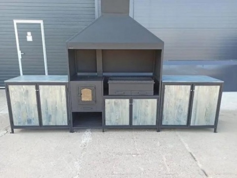 модульная кухня с мангальной зоной