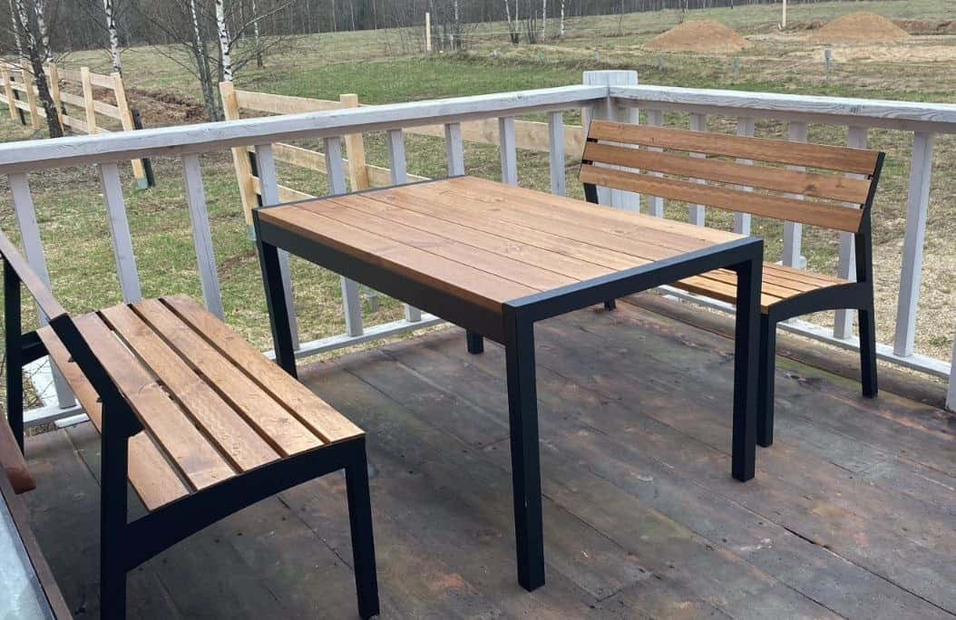 Садовый комплект 75: стол и скамьи 