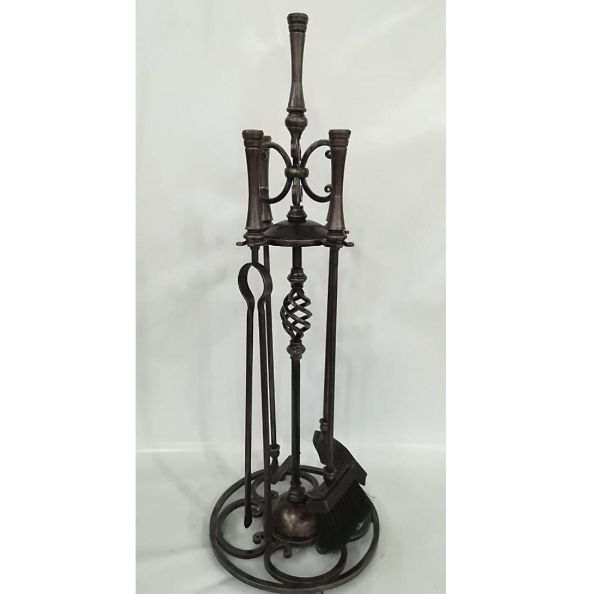 Набор для камина кованый из 4 предметов черный с патиной красный мед: SafaMaster KN700 