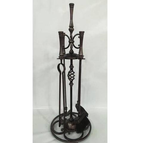 Набор для камина кованый из 4 предметов черный с патиной красный мед: SafaMaster KN700 