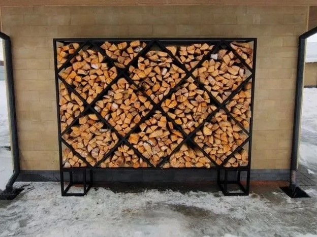 Дровница уличная из металла для частного дома, дачи «SafaMaster 78» (профильная труба)