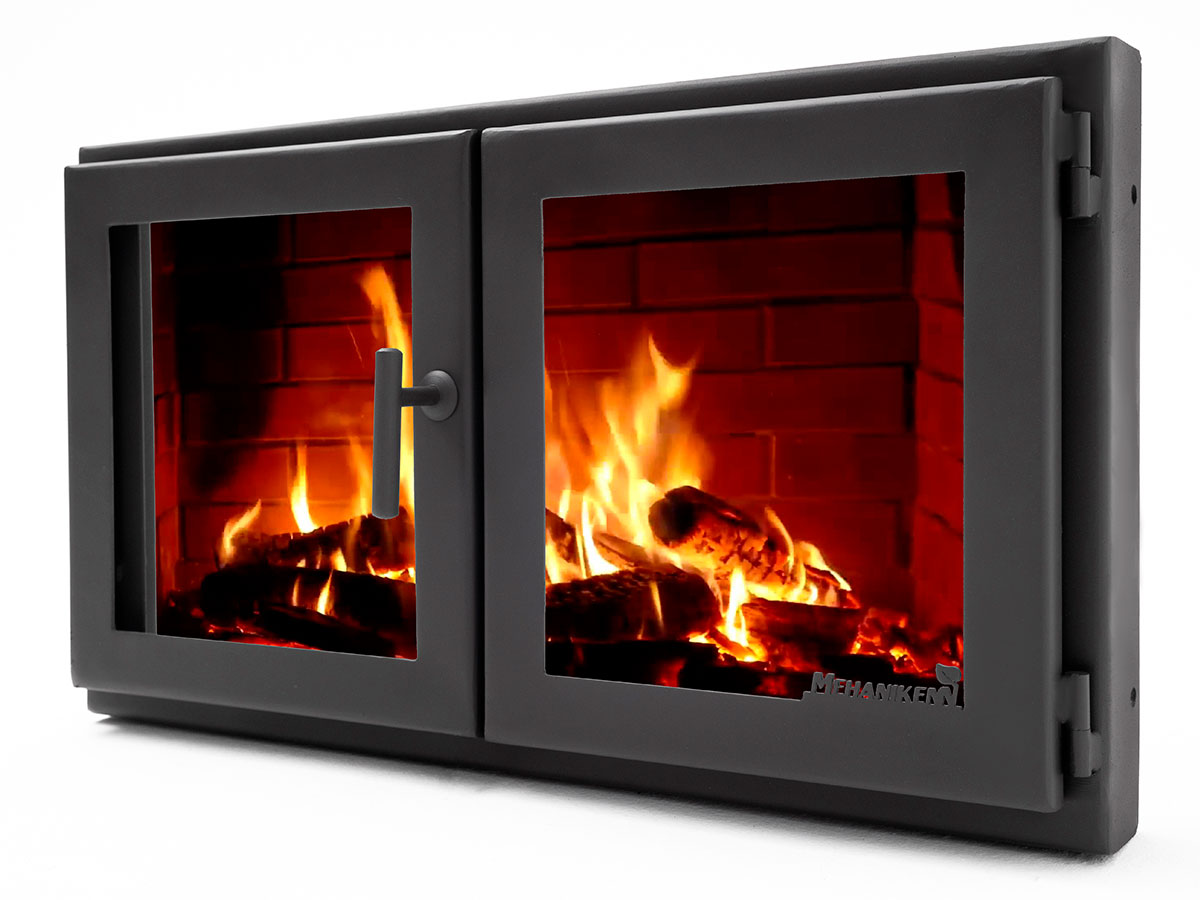 Каминные дверцы  700х450 мм Двустворчатая со стеклом «Robax» SafaMaster 8