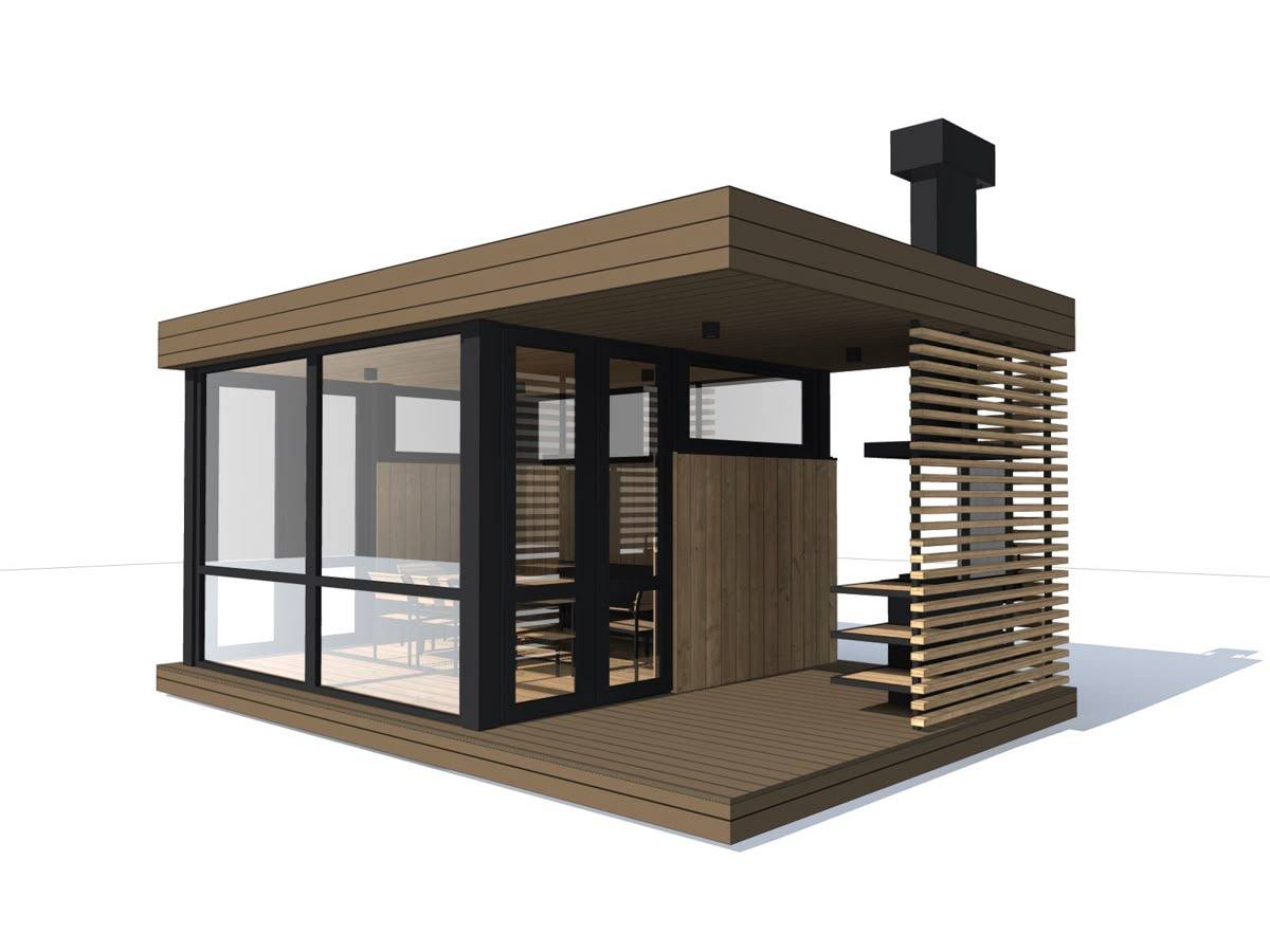 Современная беседка с барбекю и остеклением «Гриль Хаус»