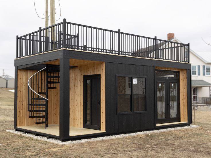 Двухэтажная беседка с панорамной крышей под ключ