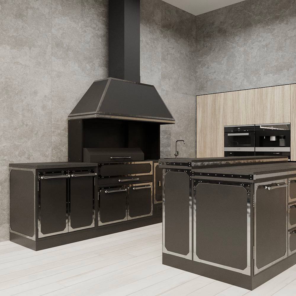 Мангальная зона лофт из металла модульная с островом Safamaster 18