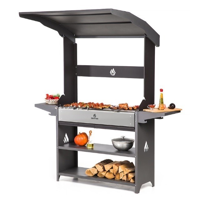 Гриль мангал из металла с крышей из металла Elite Premium Roof угольный/дровяной