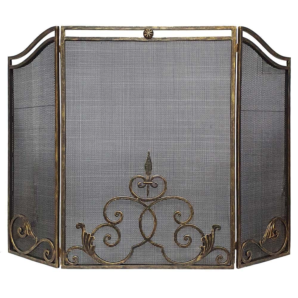 Экран для камина кованый защитный трехстворчатый SafaMaster 5070